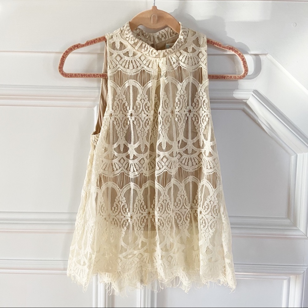 Cream lace top with nude lining